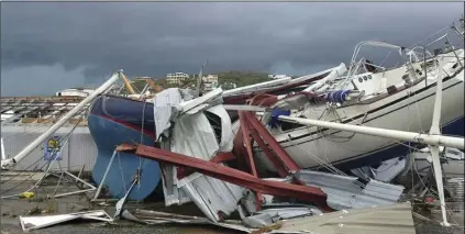  ?? PHOTO/IAN BROWN ?? This image made from video shows damage from Hurricane Irma in St. Thomas, U.S. Virgin Islands on Thursday. Hurricane Irma weakened slightly Thursday with sustained winds of 175 mph, according to the National Hurricane Center. The storm boasted 185 mph...