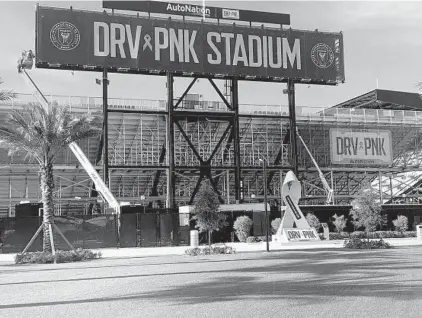  ?? KHOBI PRICE/SOUTH FLORIDA SUN SENTINEL ?? Inter Miami CF are changing their stadium’s name to Autonation’s DVR PNK Stadium.