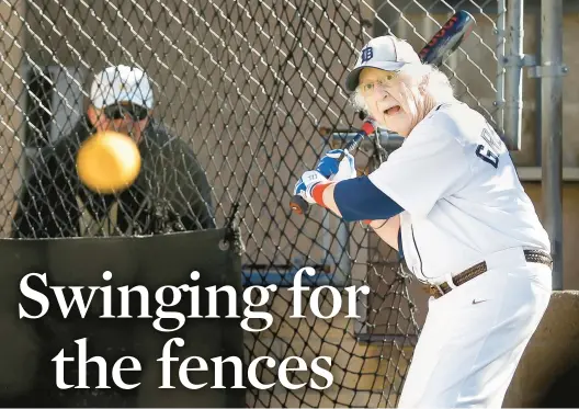  ?? CHRISTINA HOUSE/LOS ANGELES TIMES ?? Benny Wasserman keeps his eyes on the ball Jan. 20 at the batting cages at Home Run Park in Anaheim, Calif.