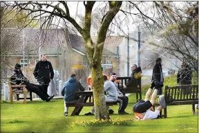  ??  ?? TOO CLOSE: Prisoners and wardens at Kirkham open prison, Lancs