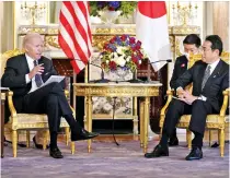  ?? ?? US President Joe Biden with Japan Prime Minister Fumio Kishida during a bilateral meeting in Tokyo