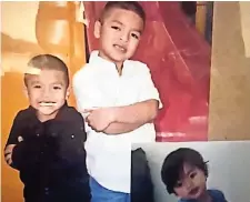  ??  ?? en la foto se muestra a los tres niños: celeste Ariane Loera de un año de edad, Gustavo Alfredo Loera de 5 años y Juan Angel Loera Jr. de 6 años