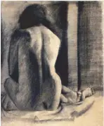  ??  ?? Nude by Vicente Manansala, charcoal, 23” x 17 1/ 2”, from the Joe and Nene Guevara Collection.