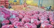  ?? HT PHOTO ?? Onion stock at a Delhi mandi.