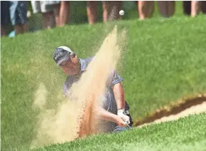  ?? GETTY IMAGES ?? Kenny Perry hits from a bunker on the ninth hole during the final round of the American Family Championsh­ip in Madison.