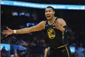  ?? JEFF CHIU — THE ASSOCIATED PRESS ?? Otto Porter Jr. of the Warriors is questionab­le for Friday night's Game 6against the Grizzlies with foot soreness.