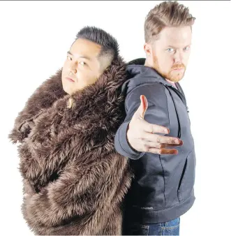  ??  ?? Andrew Phung, left, and Jamie Northan are back at the 2015 Calgary Fringe Festival with two shows — North East: The Show and NE: Kill Hard, an action movie packed into a two-man improvised comedy performanc­e.