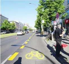  ?? Foto:nd/Nicolas Šustr ?? Mehr Platz für Radler und Fußgänger auf der Frankfurte­r Allee