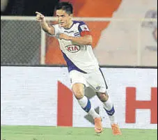  ?? ISL ?? Sunil Chhetri scored the opening two goals on Monday.