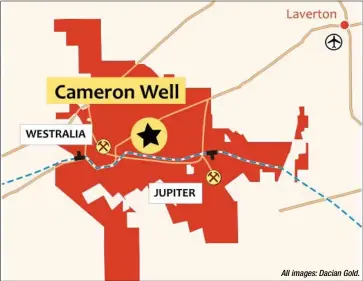  ?? All images: Dacian Gold. ?? Cameron Well is between the company’s Westralia and Jupiter mining areas at Mt Morgans.