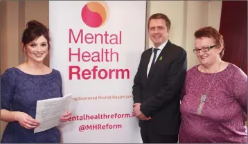  ??  ?? Kate Mitchel, Mental Health Reform; James Browne TD and Anne Foley, mental health activist.