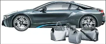 The tailor-made Louis Vuitton luggage set for the BMW i8 made from