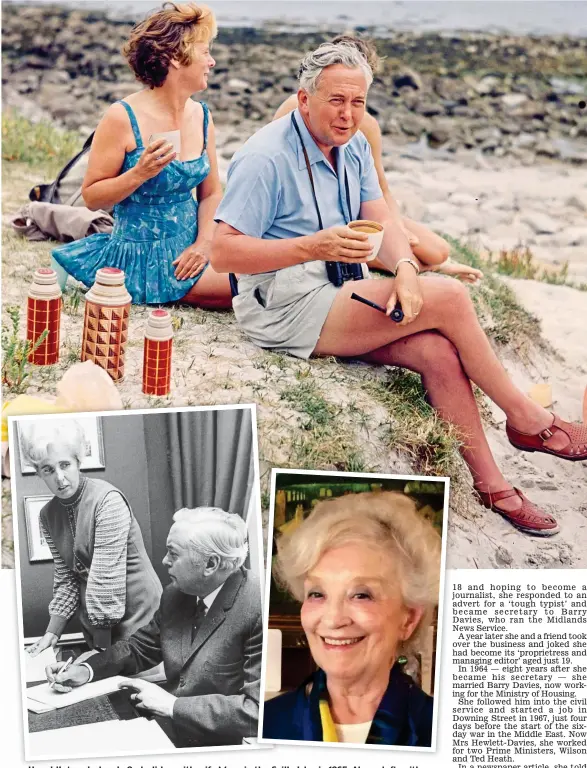  ?? ?? Harold’s tangled web: On holiday with wife Mary in the Scilly Isles in 1965. Above left, with secretary Marcia Williams in Downing Street and, right, secret love Janet Hewlett-Davies