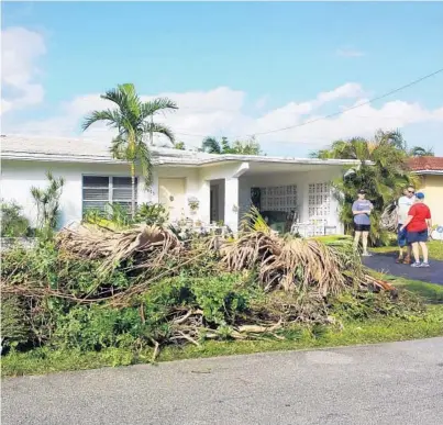  ?? HELEN WOLT/STAFF ?? Oakland Park volunteers worked to ensure the yard of an elderly resident was tidy and safe.