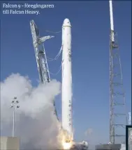  ??  ?? Falcon 9 – föregångar­en till Falcon Heavy.