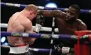  ?? Photograph: Richard Pelham/NMC Pool ?? Lawerence Okolie in action against Nikodem Jezewski in December.