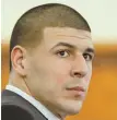  ?? POOL FILE PHOTO, ABOVE; STAFF PHOTO, RIGHT, BY CHRIS CHRISTO ?? CIVIL ACTION: George Leontire, near right, representi­ng the estate of Aaron Hernandez, above; and plaintiffs’ attorneys William Kennedy, center, and Kenneth Kolpan, were back in court yesterday.