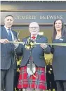  ??  ?? Perth Provost Dennis Melloy cuts the ribbon flanked by Beales CEO Tony Brown and shop manager Fiona Wilkins.