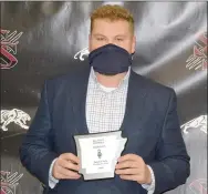  ??  ?? Siloam Springs senior offensive lineman Jared Clark and junior quarterbac­k Hunter Talley (not pictured) were named All-State in Class 6A for the 2020 football season. Clark was a three-year starter on the Panthers’ offensive line, while Talley completed 113 of 210 passes for 1,752 yards and 13 touchdowns. Talley also rushed for 629 yards and 13 touchdowns.