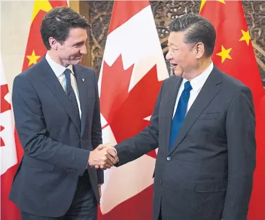  ?? SEAN KILPATRICK THE CANADIAN PRESS ?? Establishi­ng stronger economic bonds on common issues with leaders like Chinese President Xi Jinping is one way Justin Trudeau can diversify Canada’s trade focus and rely less on the United States.