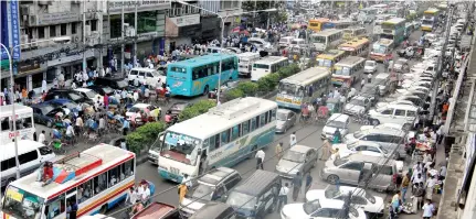  ??  ?? Busy roads in Dhaka, Bangladesh.