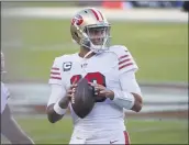  ?? NHAT V. MEYER — BAY AREA NEWS GROUP ?? The 49ers’ move up in the NFL draft likely spells the end of quarterbac­k Jimmy Garoppolo’s tenure in San Francisco.