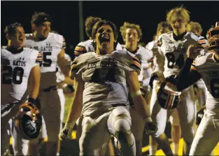  ?? NHAT V. MEYER — STAFF PHOTOGRAPH­ER ?? Los Gatos’ Bennett Grado (44) celebrates their 20-19 win over Wilcox at Wilcox High School in Santa Clara on April 8.