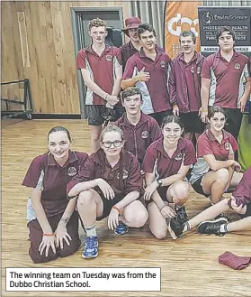  ??  ?? The winning team on Tuesday was from the Dubbo Christian School.