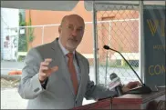  ?? NICHOLAS BUONANNO - MEDIANEWS GROUP FILE ?? Troy Mayor Patrick Madden speaks at an event earlier this year.