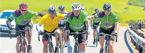  ?? Picture: BRUCE VIAENE ?? BRAVE HEARTS: Camaraderi­e will again be on show as riders cycle from EL to PE, while others take on a 800km route, in the St Bernard’s Hospice Cycle Challenge