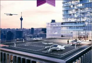  ??  ?? This artist’s vision of a ‘vertiport’ for flying taxis may not be as far into the future as you imagine