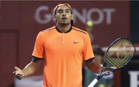  ?? KOJI SASAHARA/THE ASSOCIATED PRESS ?? Days after winning the Japan Open, Nick Kyrgios put up little fight in a 6-3, 6-1 loss to Mischa Zverev on Wednesday in Shanghai.