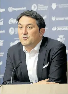  ?? Foto: CA Osasuna ?? Braulio Vázquez, durante la rueda de prensa de ayer.