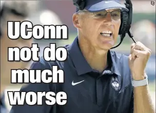  ?? ?? EDSALL EXIT: Randy Edsall stepped down as the coach at UConn after the second of the Huskies’ four desultory losses this season. They have been outscored 184-49 and could be close to a 60-point underdog at Clemson in November.