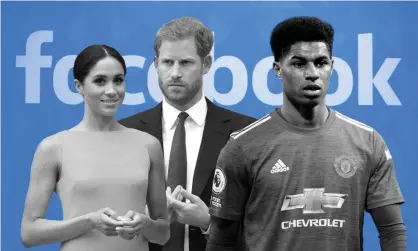  ??  ?? Public figures such as the Duke and Duchess of Sussex, and Marcus Rashford, are considered permissibl­e targets. Composite: PA/ Manchester United/Getty Images/Guardian Design Team