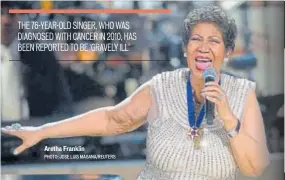  ?? PHOTO: JOSE LUIS MAGANA/REUTERS ?? Aretha Franklin