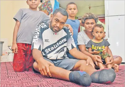  ?? Picture: REINAL CHAND ?? Tuiafitu Biumaiwai with his wife Unaisi Biumaiwai and children Manasa Biumaiwai (left), Aseri Biumaiwai and Josefa Biumaiwai at their home in Nasoso, Nadi.