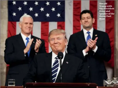  ?? PHOTOS: GETTY IMAGES ?? Donald Trump with Vice President Pence and Speaker of the House Paul Ryan