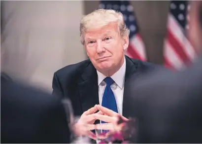  ?? Picture: AFP ?? ALL EARS. US President Donald Trump listens to a speaker during a working dinner with European business leaders during the World Economic Forum Annual meeting in Davos, Switzerlan­d, on Thursday.