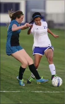  ?? IVP FILE PHOTO ?? Central Union High’s Jocelyn Flores (right) competes for the Spartans in a playoff game. Flores earned Player of the Year honors for the IVL season.