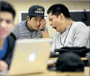  ?? Brian van der Brug Los Angeles Times ?? BELMONT HIGH student Gaspar Marcos, center, shows fatigue in his history class from too little sleep.