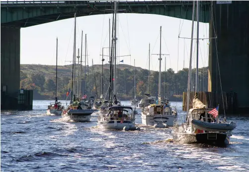  ??  ?? Several boats participat­ing in the 2016 Sail to the Sun ICW rally found bridge heights to be more of a concern than the waterway’s notorious shoaling.