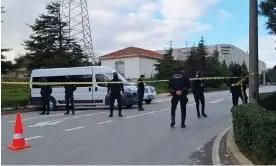  ?? ?? Police cordon off the area outside the Procter & Gamble factory near Gebze. Photograph: AP