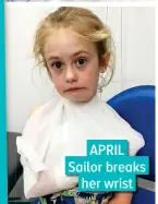  ??  ?? APRIL Sailor breaks her wrist