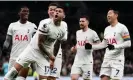  ?? Photograph: Ian Kington/IKimages/ AFP/Getty Images ?? Cristian Romero celebrates after his firsthalf header gives Spurs the lead against West Ham.