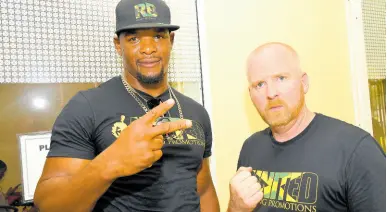  ?? FILE ?? Ricardo ‘Big 12’ Brown (left) and his promoter, Tyler Buxton of United Boxing Promotions, at SureTime Medical Centre on Trafalgar Road in New Kingston on Friday, October 6, 2023.