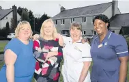  ??  ?? ● Glan Rhos nursing home. Pictured are Helen and Kim Ombler with Vicky Jones RGN and Ezelina Dacruz, Clinical lead. Picture: Mandy Jones