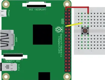  ??  ?? Just a button connected to two GPIO pins via a breadboard is an ideal way to introduce electronic­s via a quick hit of fun.