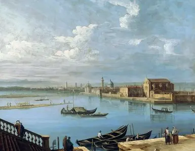  ??  ?? Programma intenso Una veduta veneziana del Canaletto e, a sinistra, il comitato dell’Emitage