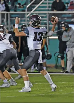  ?? BLAKE FOGLEMAN/ Tony Gatlin Photograph­y ?? Benton senior recordbrea­king quarterbac­k Garrett Brown throws a pass in a game this past season. Brown was one of three Panthers to earn 6A All-state.